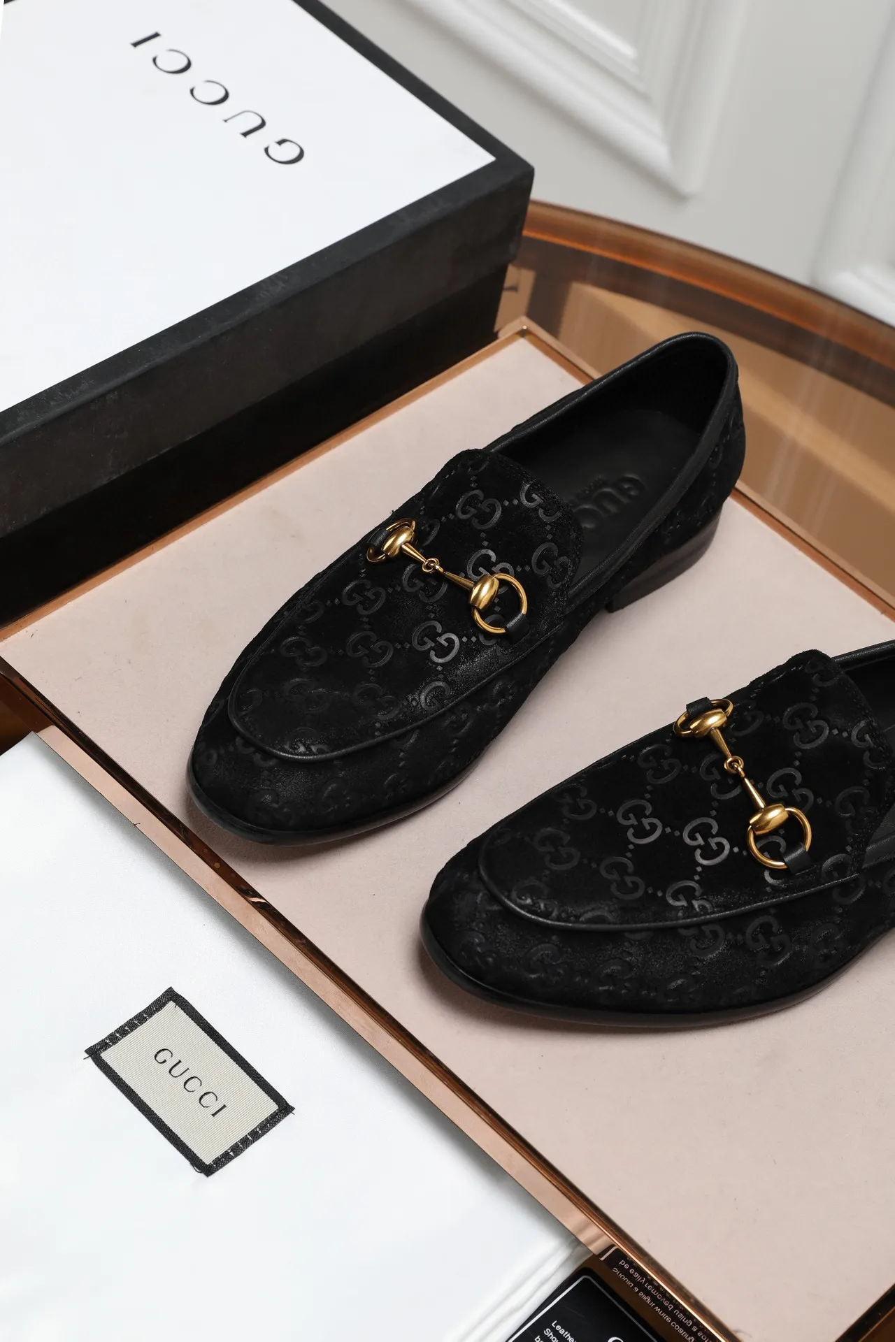 Gucci Horsebit 1955 Black GG Monogram Loafers 3