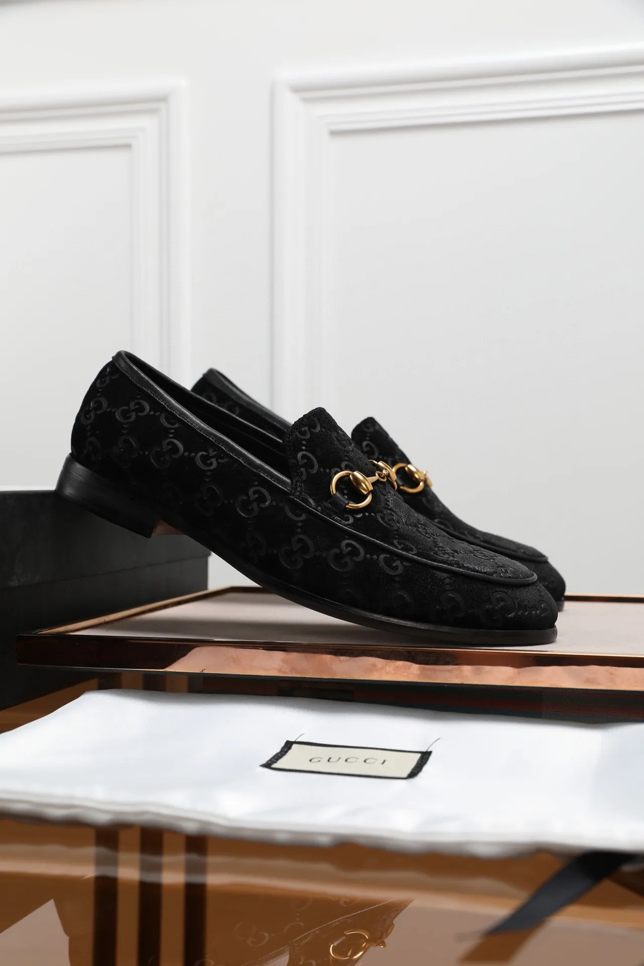 Gucci Horsebit 1955 Black GG Monogram Loafers 6