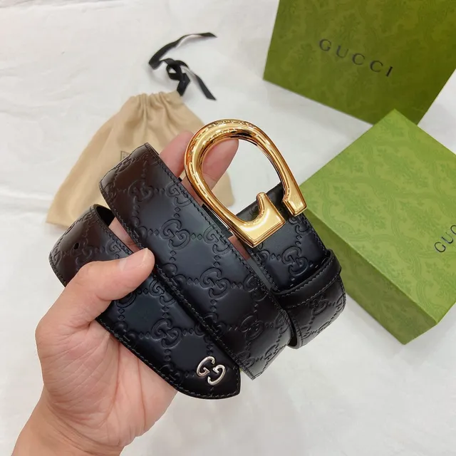 Gucci Horsebit 1955 Preto Dourado Embossado GG Monograma Fivela em Forma de G de Couro 2