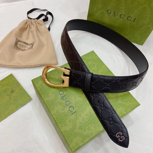 Gucci Horsebit 1955 Preto Dourado Embossado GG Monograma Fivela em Forma de G de Couro 3