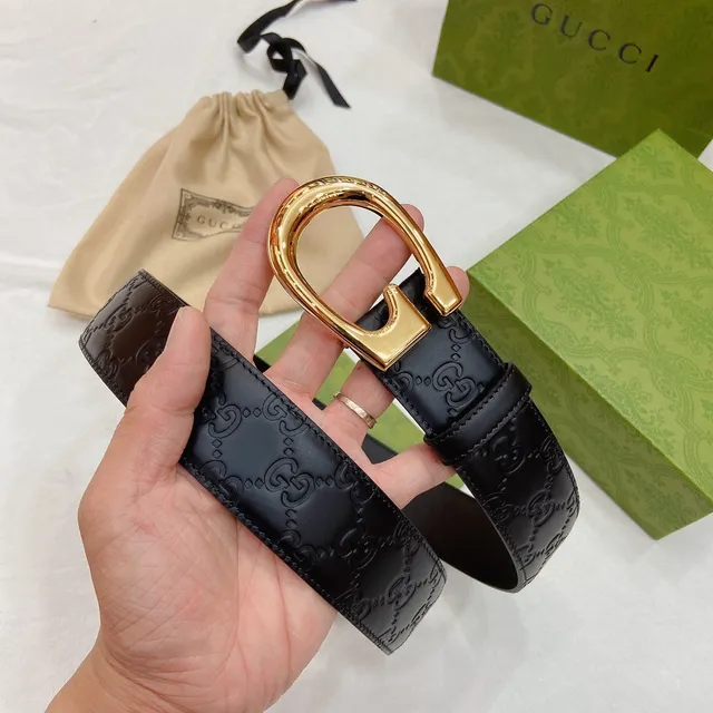 Gucci Horsebit 1955 Preto Dourado Embossado GG Monograma Fivela em Forma de G de Couro 5