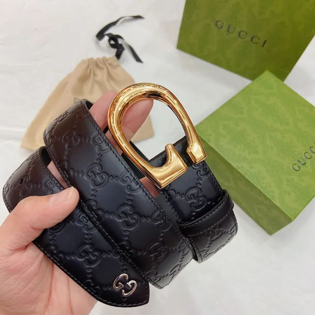 Gucci Horsebit 1955 Preto Dourado Embossado GG Monograma Fivela em Forma de G de Couro 7