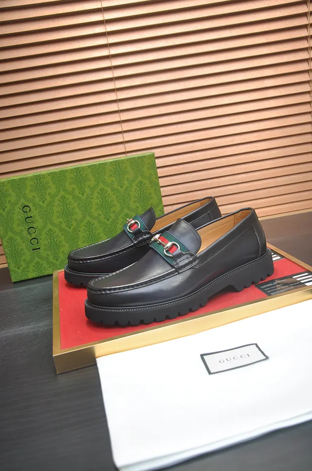 Gucci Horsebit 1955 Black Green Leather Web Stripe Accent Loafer 4