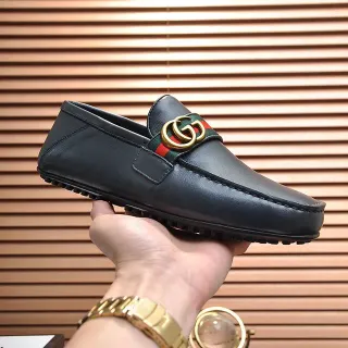 Gucci Horsebit 1955 কালো চামড়ার জালি স্ট্র্যাপ লুফার