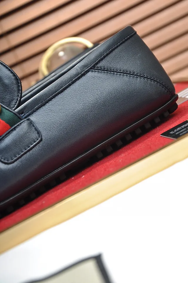 Gucci Horsebit 1955 Black Leather Web Strap Loafer 2