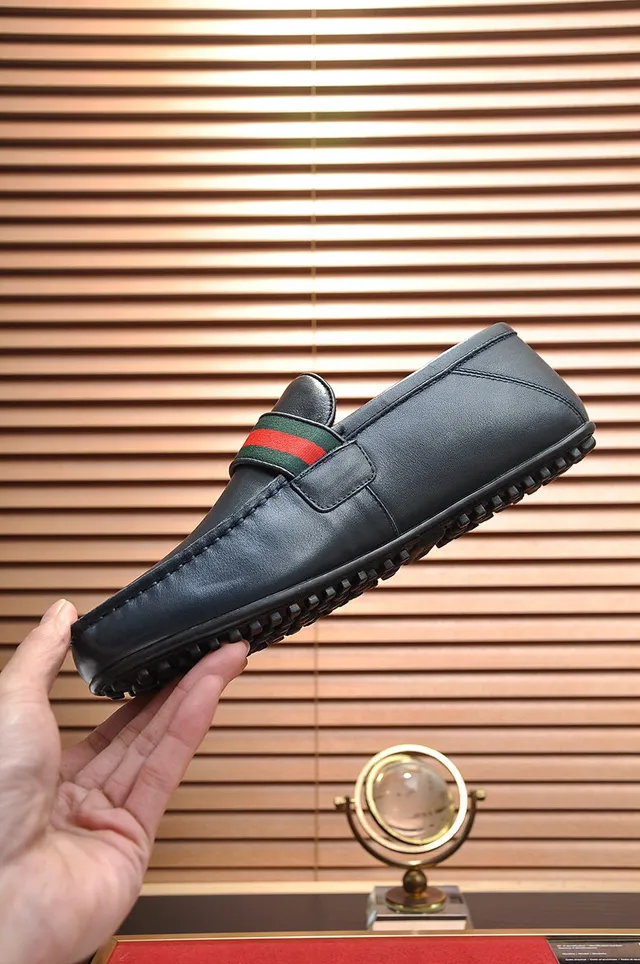 Gucci Horsebit 1955 Black Leather Web Strap Loafer 6