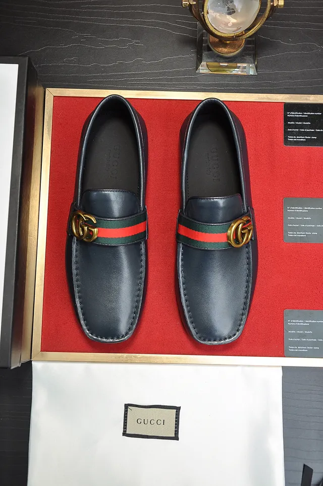 Gucci Horsebit 1955 Black Leather Web Strap Loafer 8