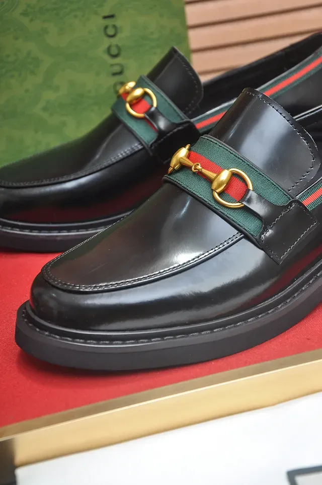 Gucci Horsebit 1955 Black Leather Web Stripe Loafers 2