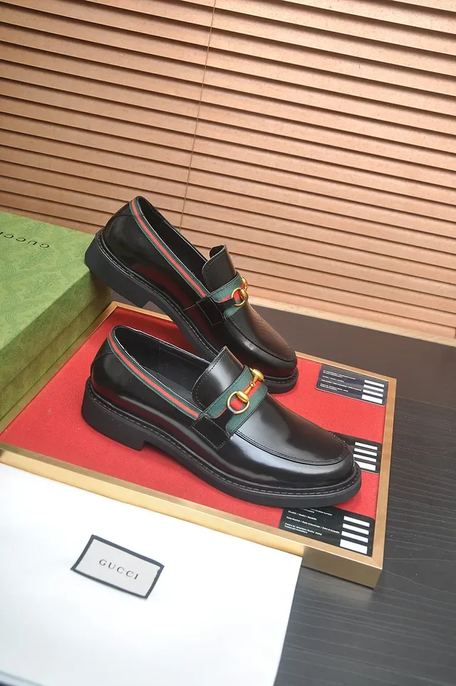 Gucci Horsebit 1955 Black Leather Web Stripe Loafers 4