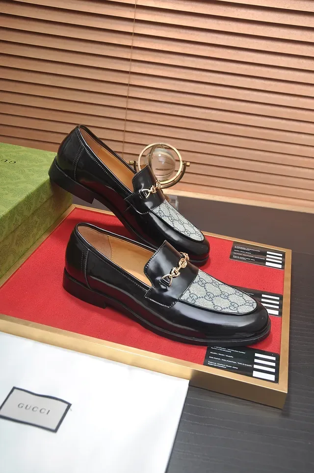 Gucci Horsebit 1955 Black Patent and GG Canvas Loafers 4