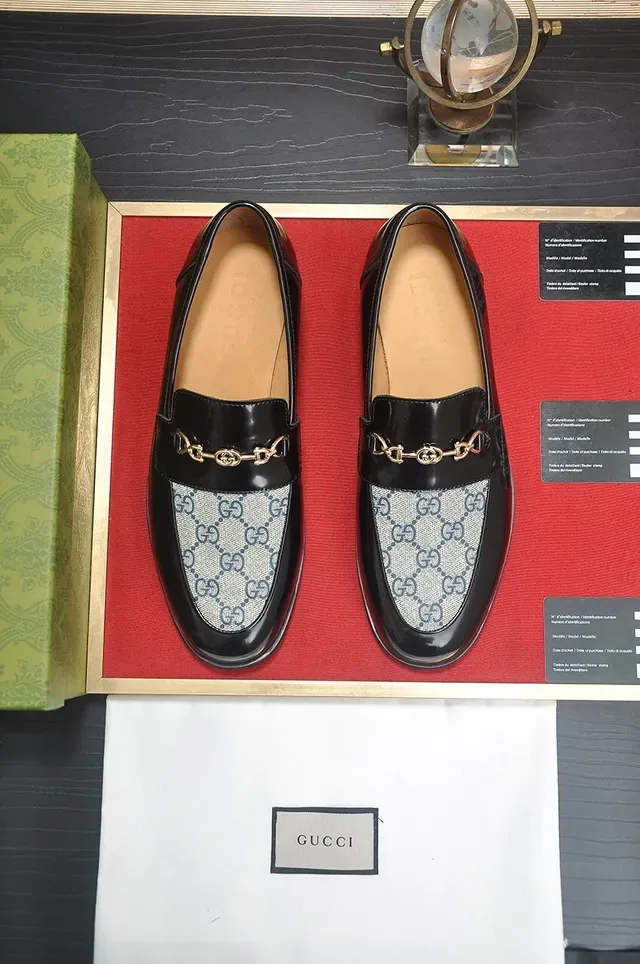 Gucci Horsebit 1955 Black Patent and GG Canvas Loafers 5