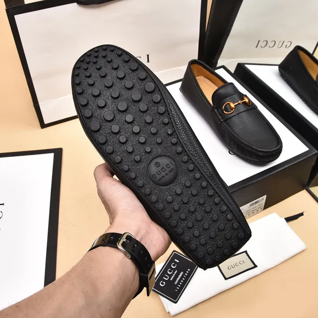 Gucci Horsebit 1955 Black Pebbled Leather Horsebit Loafers 4