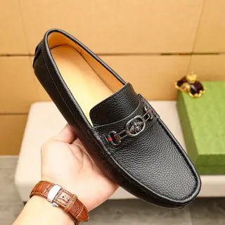 Gucci Horsebit 1955 黑色粒面皮革乐福鞋
