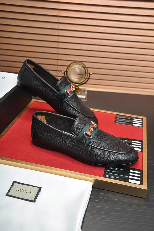 Gucci Horsebit 1955 Mocassins de Couro Preto Texturizado 4