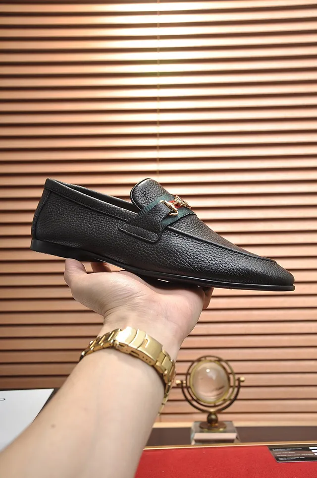 Gucci Horsebit 1955 Mocassins de Couro Preto Texturizado 6