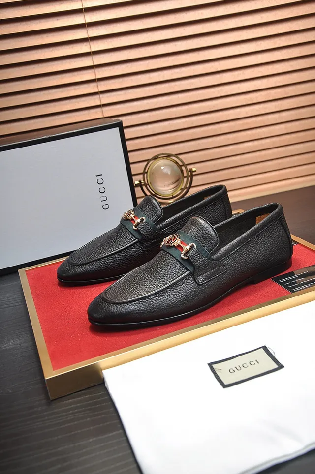 Gucci Horsebit 1955 Mocassins de Couro Preto Texturizado 7