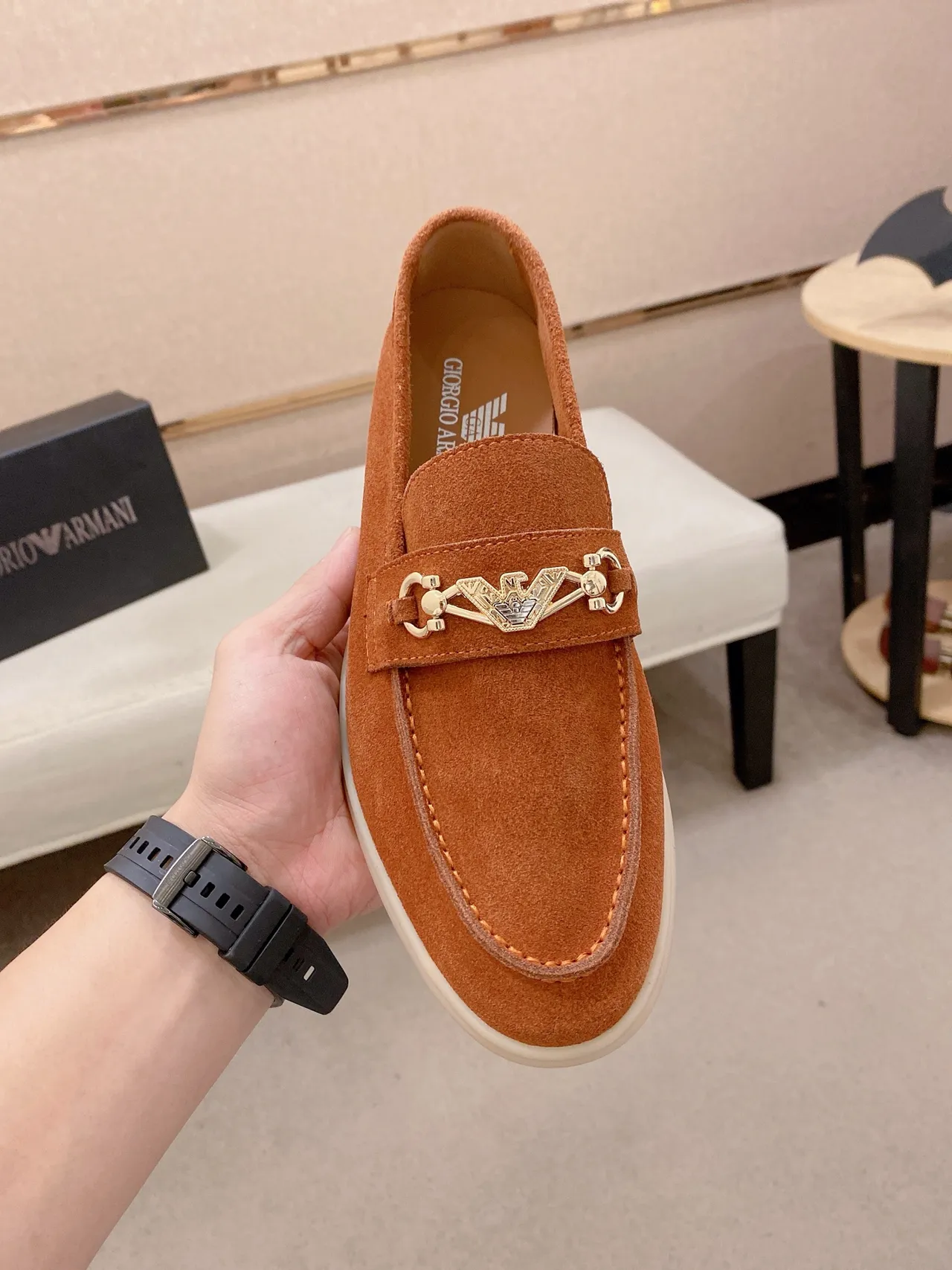 Gucci Horsebit 1955 Brown Beige Suede Upper Buckle Loafer 5