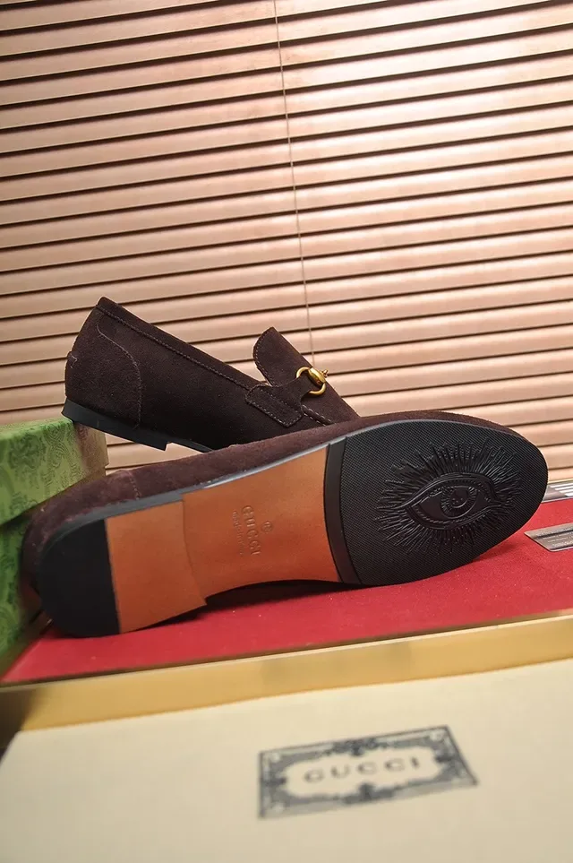 Gucci Horsebit 1955 ब्राउन गोल्ड साबर अपर बकल लोफर 5