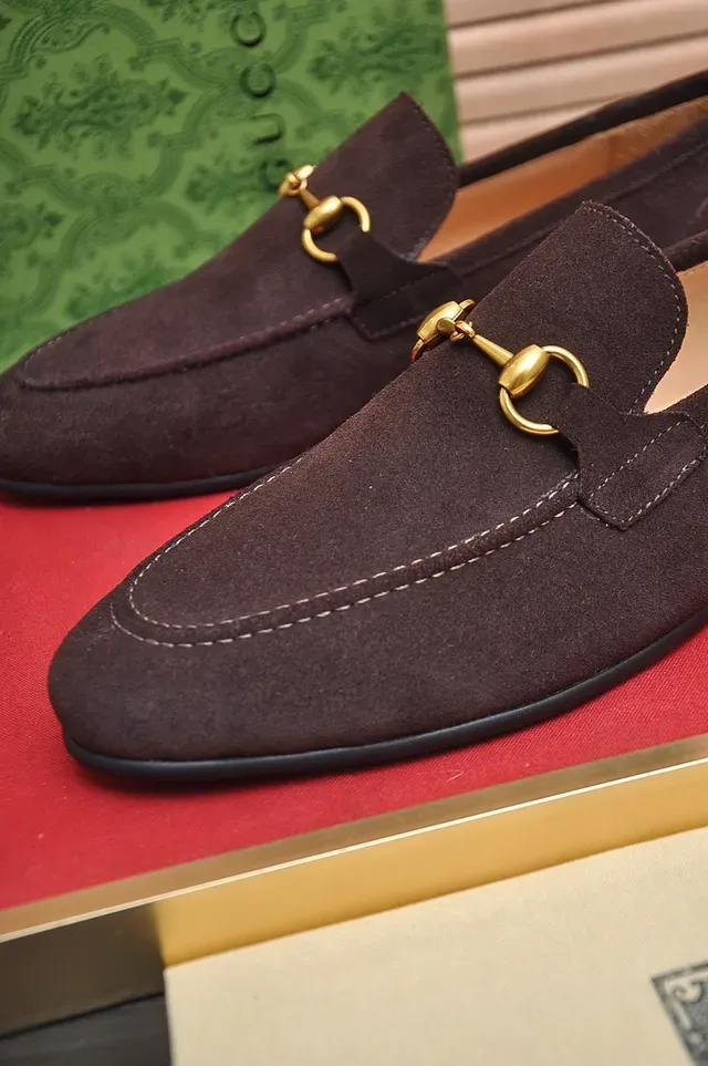 Gucci Horsebit 1955 ब्राउन गोल्ड साबर अपर बकल लोफर 6