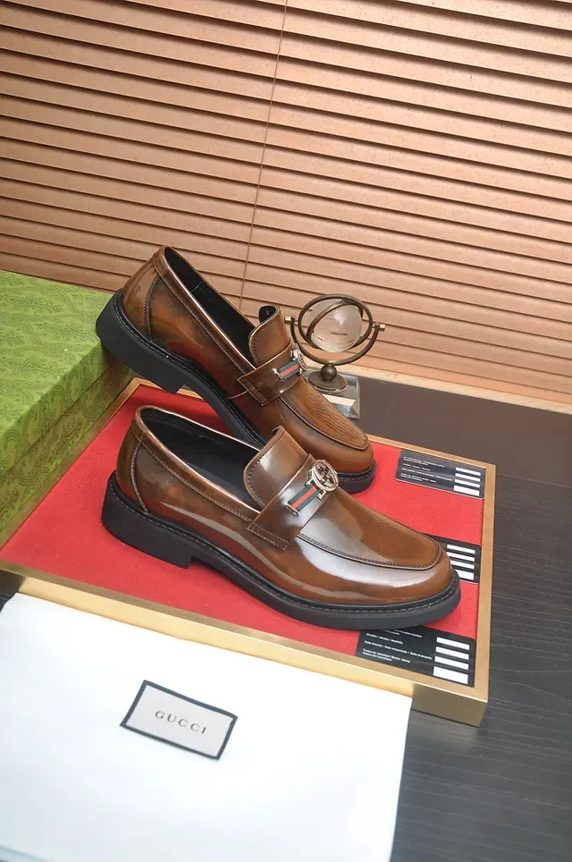 Gucci Horsebit 1955 Brown Polished Leather Loafers 4