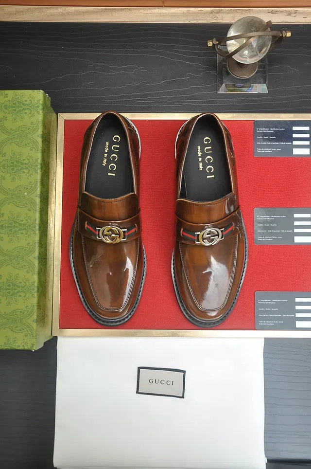 Gucci Horsebit 1955 Brown Polished Leather Loafers 5