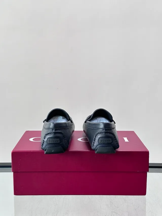 Gucci Horsebit 1955 Dark Gray Leather Web-Trimmed Loafers 3