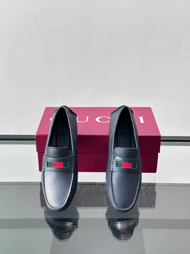 Gucci Horsebit 1955 Dark Gray Leather Web-Trimmed Loafers 4