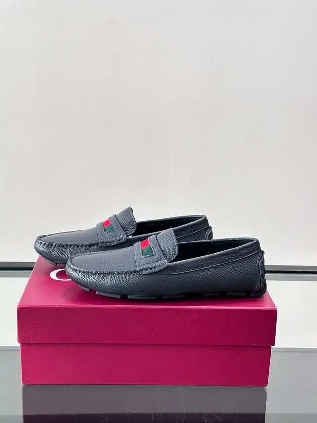 Gucci Horsebit 1955 Dark Gray Leather Web-Trimmed Loafers 5