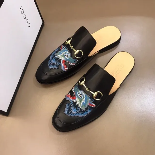 Gucci Horsebit 1955 Loup Brodé Cuir Noir Loafer 2