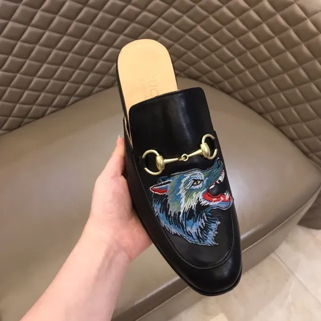 Gucci Horsebit 1955 Loup Brodé Cuir Noir Loafer 3