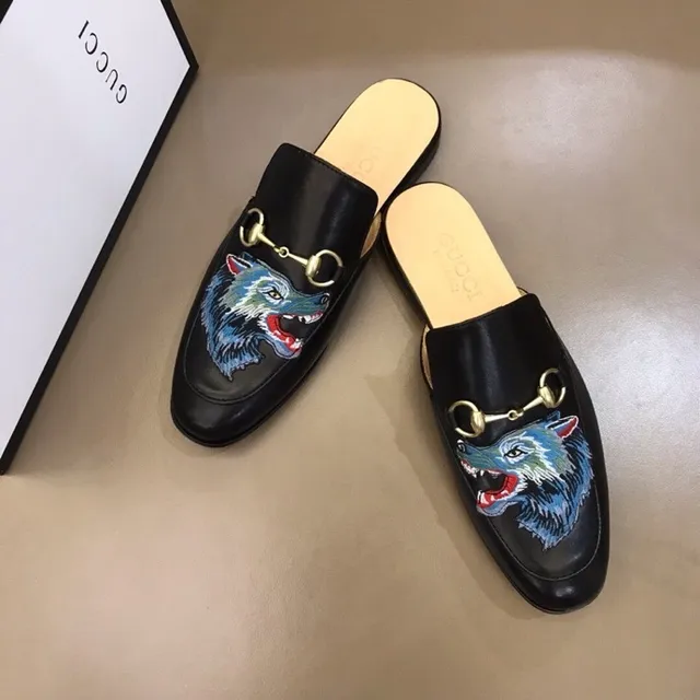 Gucci Horsebit 1955 Loup Brodé Cuir Noir Loafer 5