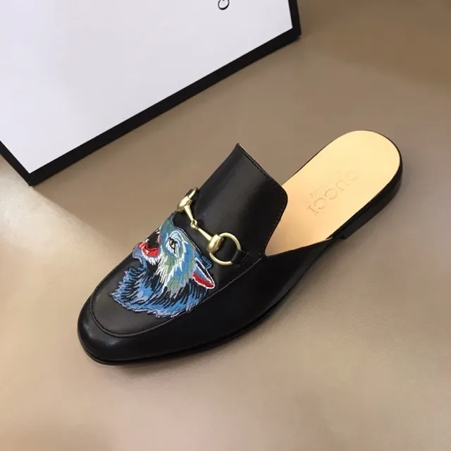 Gucci Horsebit 1955 Loup Brodé Cuir Noir Loafer 6