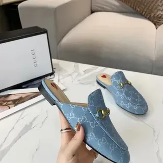 Gucci Horsebit 1955 Light Blue Monogram Loafers