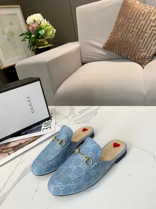 Gucci Horsebit 1955 Light Blue Monogram Loafers 2