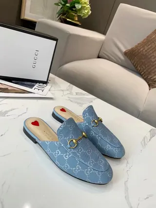 Gucci Horsebit 1955 Light Blue Monogram Loafers 4