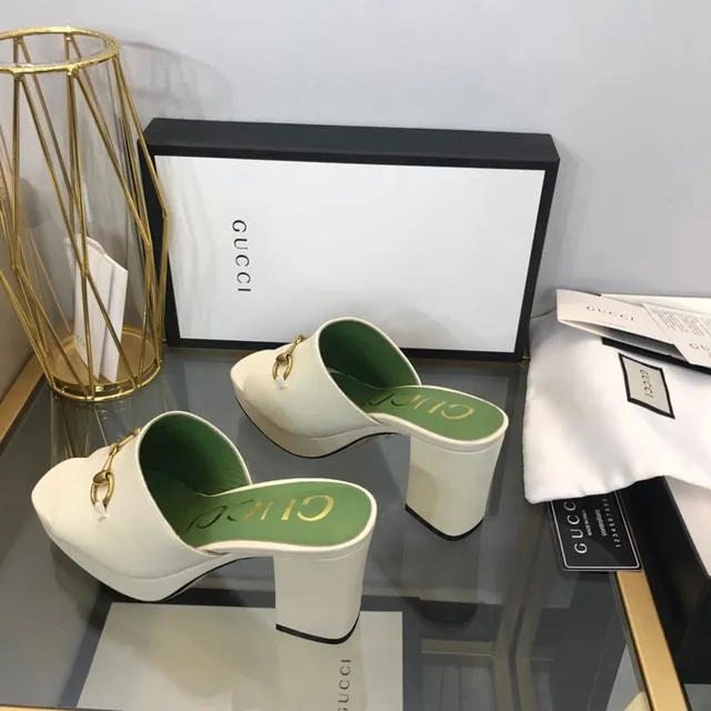 Gucci Horsebit 1955 White Leather Horsebit Mule Slippers 8