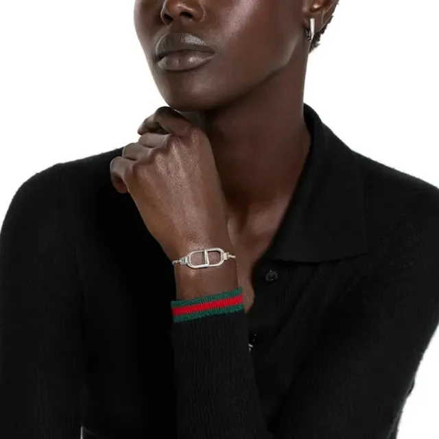 Gucci Bit de Cavalo Estribo Prateado Corrente Pulseira 2