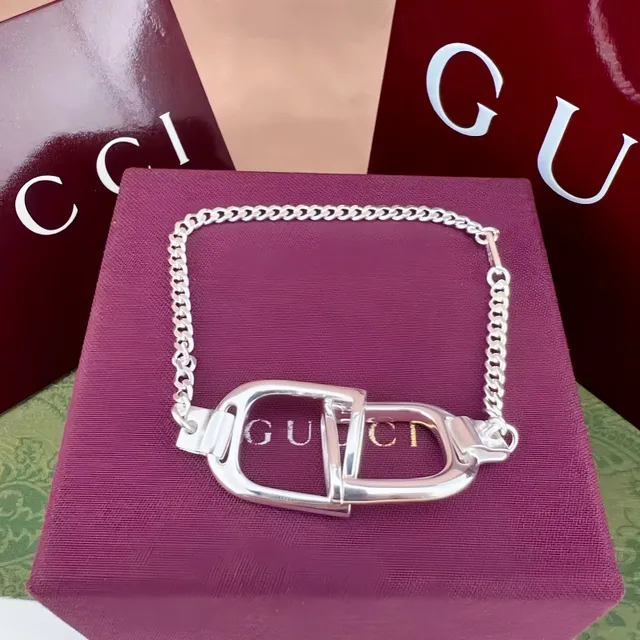 Gucci Bit de Cavalo Estribo Prateado Corrente Pulseira 4