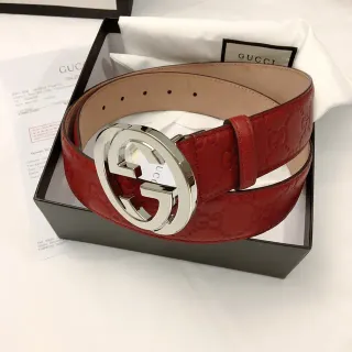 Gucci Interlocking G Belt Red Embossed Leather Belt