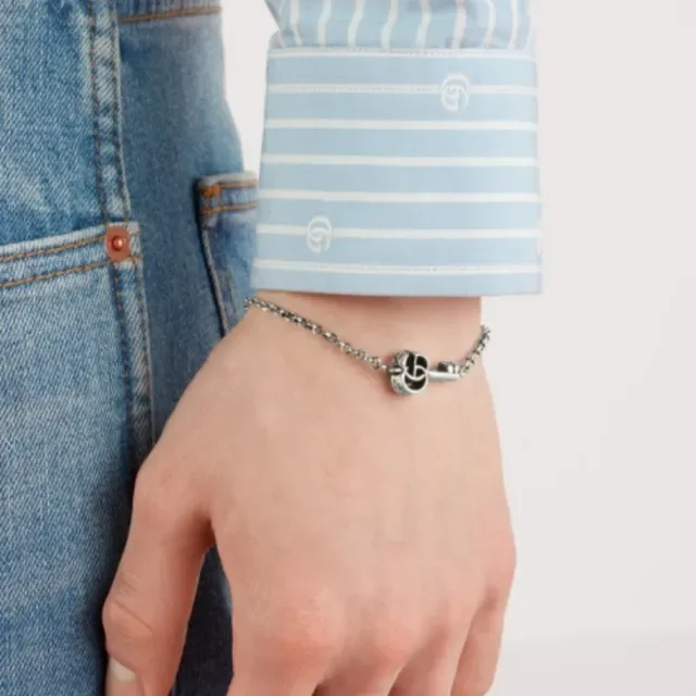 Gucci Interlocking G Key Charm Silver Chain Bracelet 3