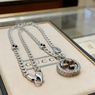 Gucci Interlocking G Pendant Silver Chain Necklace