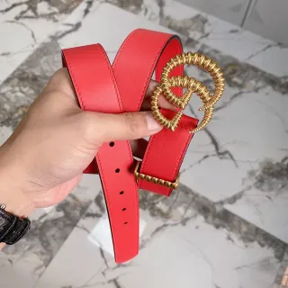 Gucci Interlocking G Rope Buckle Red Leather Belt