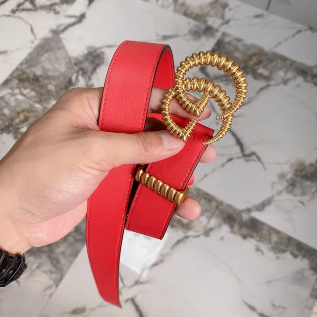 Gucci Interlocking G Rope Buckle Red Leather Belt 5