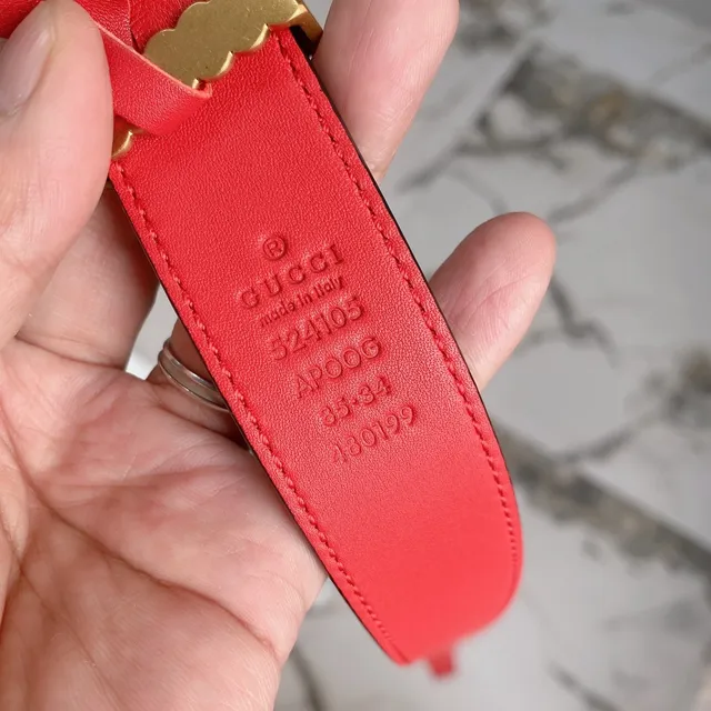 Gucci Interlocking G Rope Buckle Red Leather Belt 6
