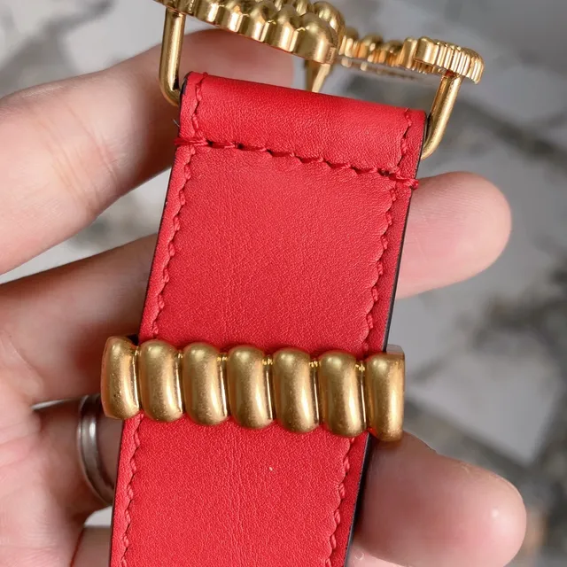 Gucci Interlocking G Rope Buckle Red Leather Belt 8