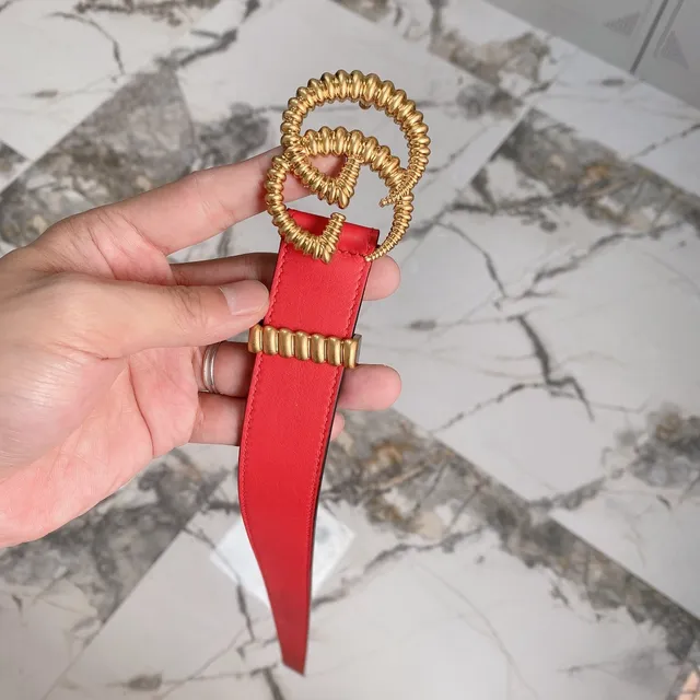 Gucci Interlocking G Rope Buckle Red Leather Belt 9