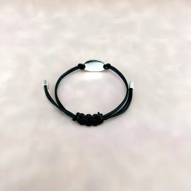 Gucci Knotted Black Cord and Silver-Tone Plaque Bracelet 3