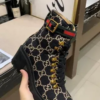 Gucci Le Cagole GG Monogram Black Ankle Boots