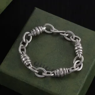 Gucci Link to Love Silver Antiqued Chunky Chain Bracelet