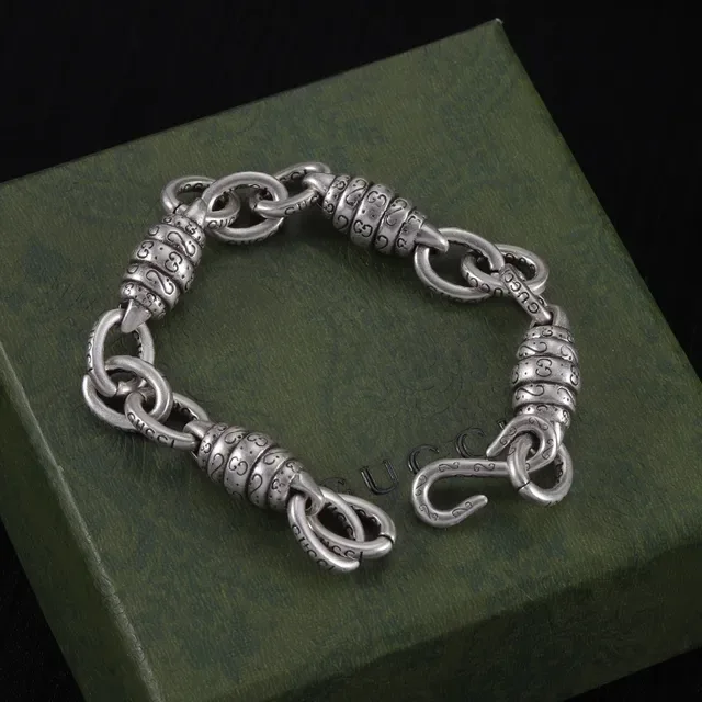 Gucci Link to Love Silver Antiqued Chunky Chain Bracelet 5